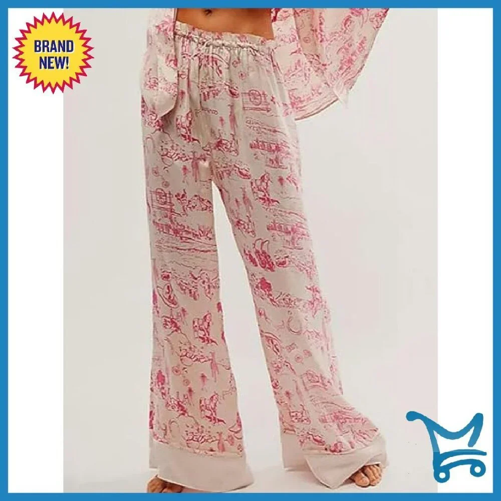 Women's Satin Pajama Set Long Sleeve Wide Leg Pants Loungewear